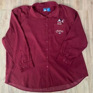 VINTAGE Disney Mickey Mouse Button Down Shirt Women’s Plus Size 3X Red